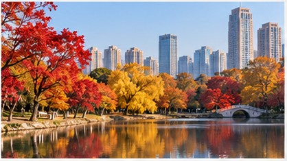 伊人秋色官方网站城市公园红黄交织高清秋景图片